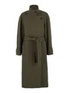 Low Classic Soft Wool Twill Wrap Coat In Brown