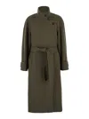 Low Classic Soft Wool Twill Wrap Coat In Brown