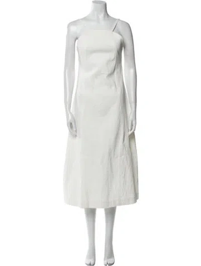 Pre-owned Low Classic Square Neckline Long Dress In White