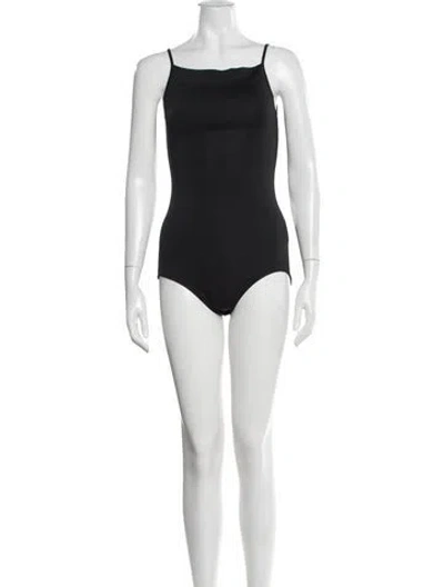 Pre-owned Low Classic Square Neckline Sleeveless Bodysuit In Black