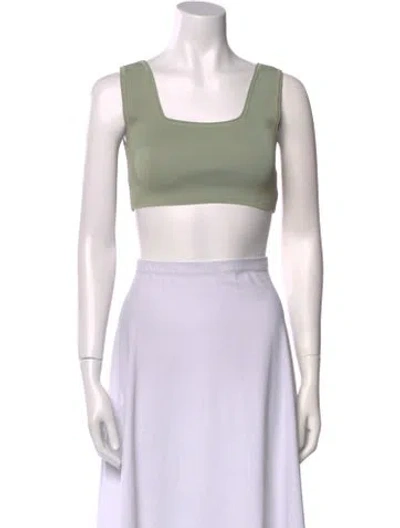 Pre-owned Low Classic Square Neckline Sleeveless Crop Top In Green