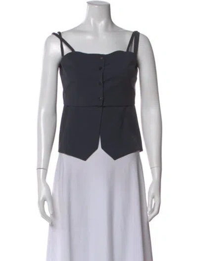Pre-owned Low Classic Square Neckline Sleeveless Top In Multi