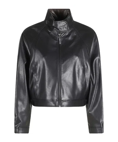 Low Classic Stand Collar Cropped Jacket In Black