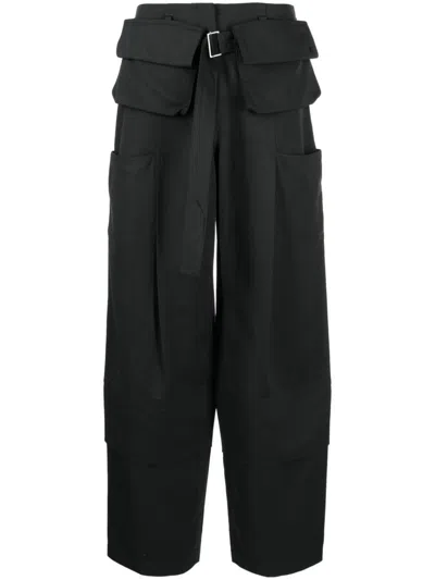 Low Classic Black Belted Trousers In Charcoal