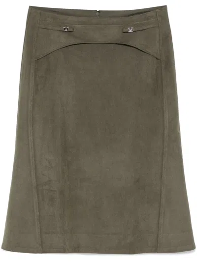 Low Classic Strap-detail Midi Skirt In Green