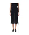 Low Classic See-throught Button Loop Midi Skirt In Black