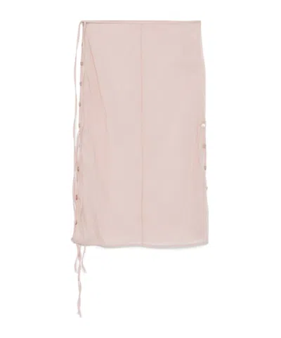 LOW CLASSIC SEE-THROUGH BUTTON-LOOP MIDI SKIRT