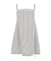 Low Classic Blue Cotton Dress With Spaghetti Straps And All-over Striped Motif In White