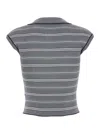 Low Classic Blue Top With Cap Sleeves And All-over Stirped Motif In Tech Fabric Woman In Blu