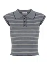 Low Classic Blue Top With Cap Sleeves And All-over Stirped Motif In Tech Fabric Woman In Blue