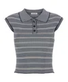 Low Classic Blue Top With Cap Sleeves And All-over Stirped Motif In Tech Fabric Woman In Gray