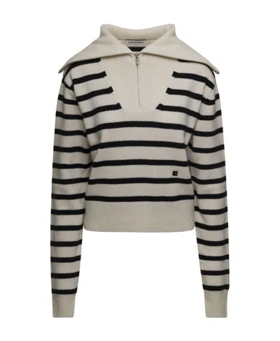 Low Classic Striped Knitted Sweater In Gray