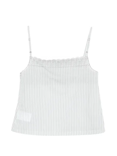 Low Classic Striped Lace Top In White