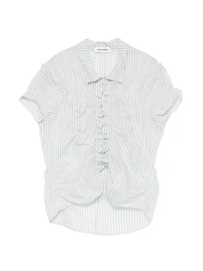 Low Classic Striped Ruffled Shirt In White
