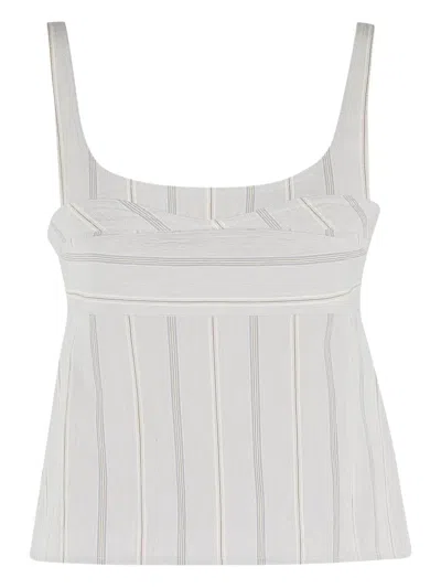 Low Classic Striped Square-neck Top In Blue