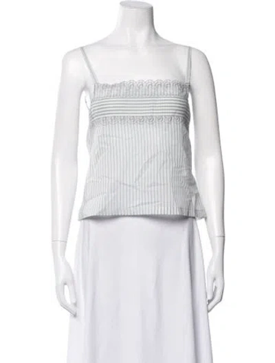Pre-owned Low Classic Striped Square Neckline Top W/ Tags In Green