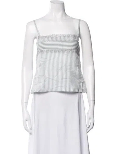 Pre-owned Low Classic Striped Square Neckline Top W/ Tags In Green