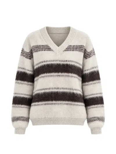 Low Classic Striped V-neck Sweater In Pattern