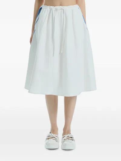 Low Classic Stripe-detail Drawstring Midi Skirt In White