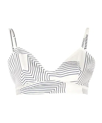 Low Classic Stripe-pattern Sports Bra In White