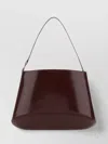 Low Classic Structured Grape Leather Shoulder Bag In Burgundy