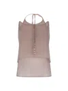 Low Classic See-through Button Loop Top In Pink