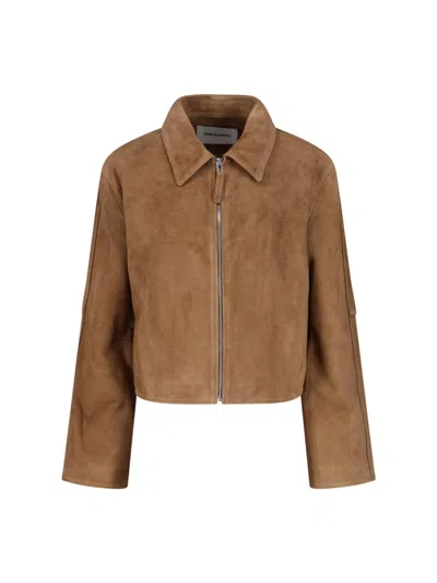 Low Classic Collared Jacket Long Sleeves Side Pocket In Brown