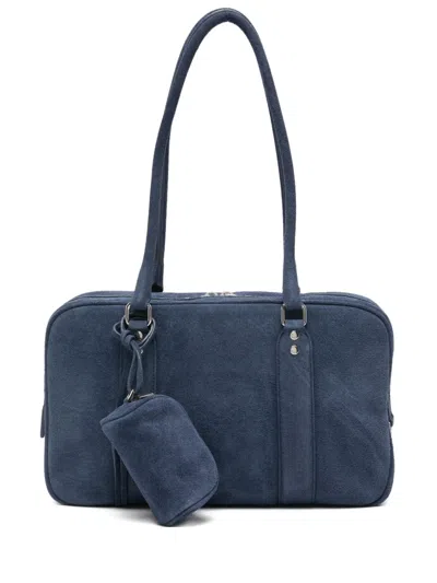 Low Classic Suede Shoulder Bag In Blue