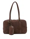 Low Classic Suede Shoulder Bag In Brown