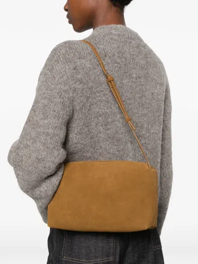 Low Classic Suede Shoulder Bag In White