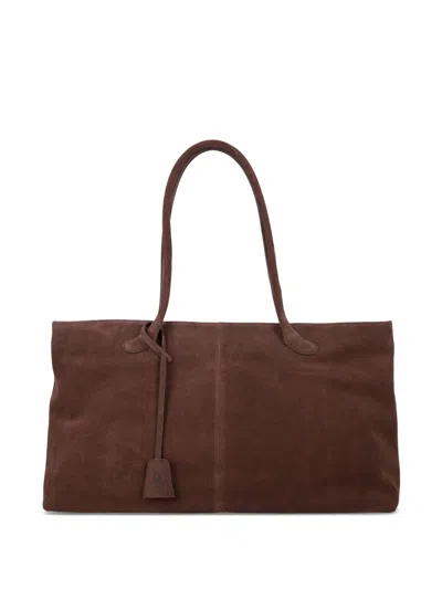 Low Classic Suede Tote Bag In Brown