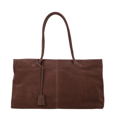 Low Classic Suede Tote Bag In Brown