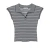 Low Classic Blue Top With Cap Sleeves And All-over Stirped Motif In Tech Fabric Woman In Multicolor