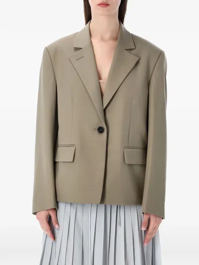 Low Classic Structured Tailored Jacket Clean Line Design In Brown