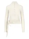 Low Classic Long Sleeve Slim Fit Wrap Top In White