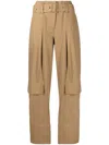 Low Classic Belted Wide-leg Trousers In Neutrals