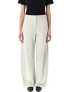 Low Classic Tapered Light Grey Jersey Cocoon Fit Pants With Hidden Fly