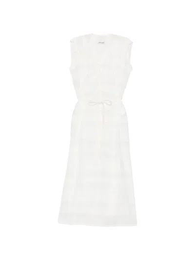 Low Classic Tie-waist Midi Dress In White