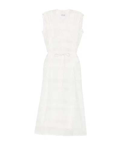 Low Classic Tie-waist Midi Dress In White