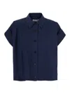 Low Classic Blue Shirt With Pointed Collar And Turned Up Sleeves Sleeves In Cotton Woman In Blue