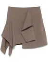 Low Classic Unbalance Draped Mini Skirt In Green