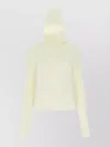 Low Classic Versatile Ribbed Wool Sweater With Detachable Balaclava In Brown