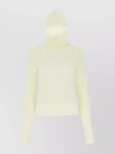LOW CLASSIC VERSATILE RIBBED WOOL SWEATER WITH DETACHABLE BALACLAVA