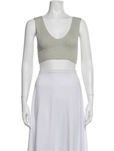 Pre-owned Low Classic V-neck Sleeveless Crop Top In Grey