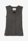 Low Classic Waist Point Wool Vest In Gray