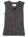 Low Classic Waist Point Wool Vest In Grey
