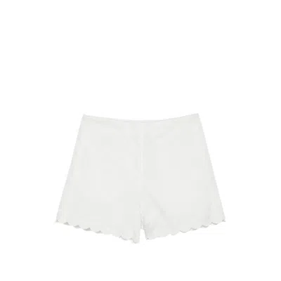 Low Classic White Embroidered Shorts In Multi