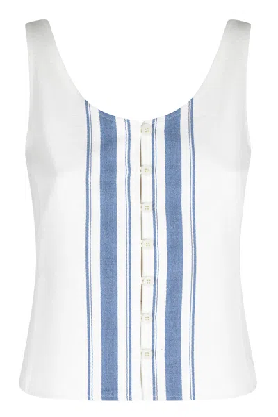 Low Classic White Striped Button-front Cotton-blend Tank Top In Multi