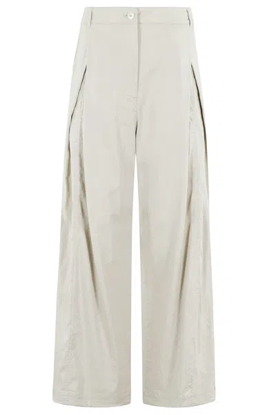 Low Classic Wide-leg Linen Trousers With Tucks In Multi