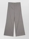 Low Classic Wide Leg Wool Trouser With Belt Loops In Gray